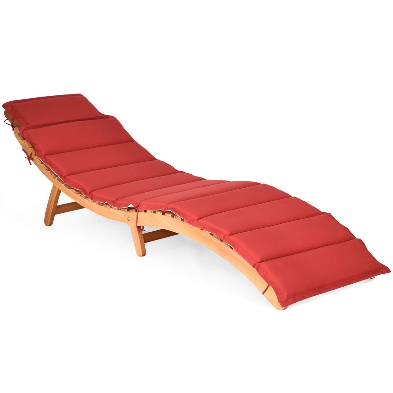 Chaise longue pliante Tangkula pour patio, transat en bois d'eucalyptus massif